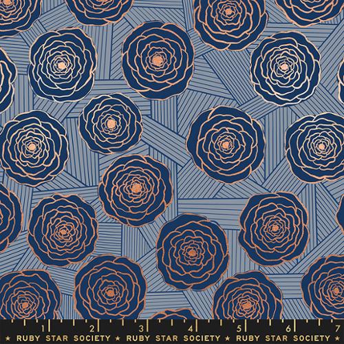 Floradora by Jen Hewett for Ruby Star Society - Bunch of Roses in Navy Metallic