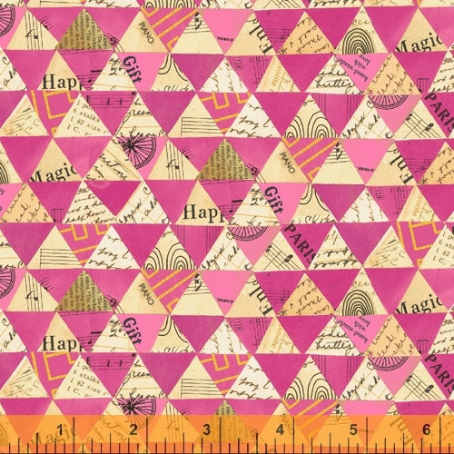 Carrie Bloomston Wish - Collaged Triangles in Hot PInk