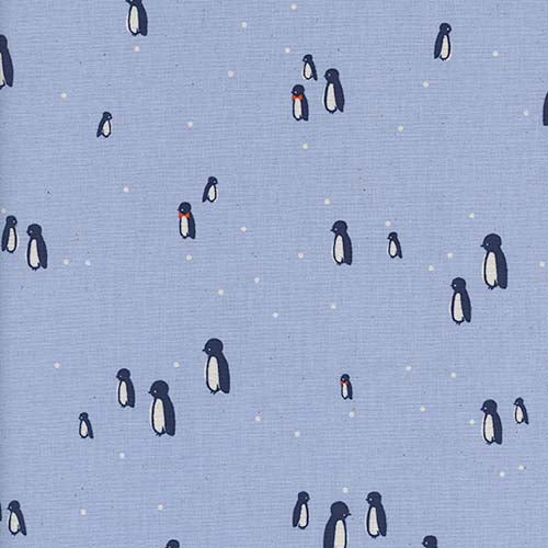 Cotton + Steel Frost - Penguin Party in Blue