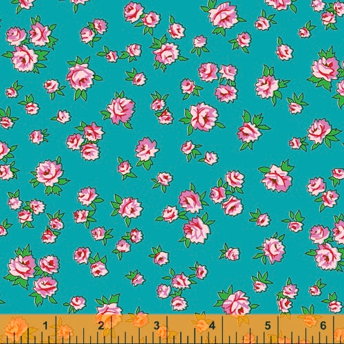 Posy by Annabel Wrigley - Little Roses Turquoise