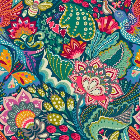 Eden by Sally Kelly for Windham Fabrics - Florissimo in Dark Blue