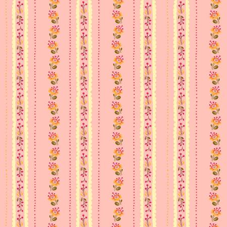 Heather Ross West Hill - Floral Stripe in Pink