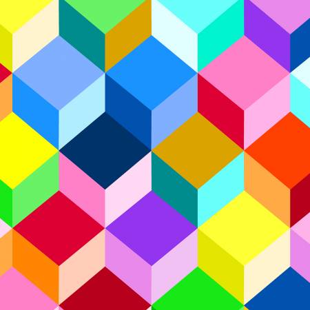 Colorful Cubes 108" Quilt Back