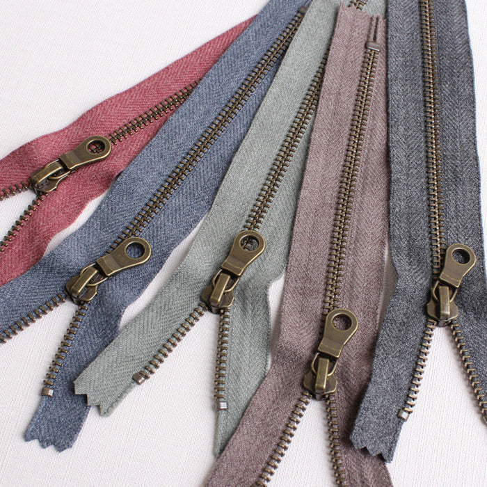 Marble Antique Gold Metal Zippers - Two sizes and Five colours