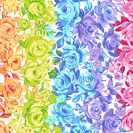 Andover Rainbow Garden - Roses on White