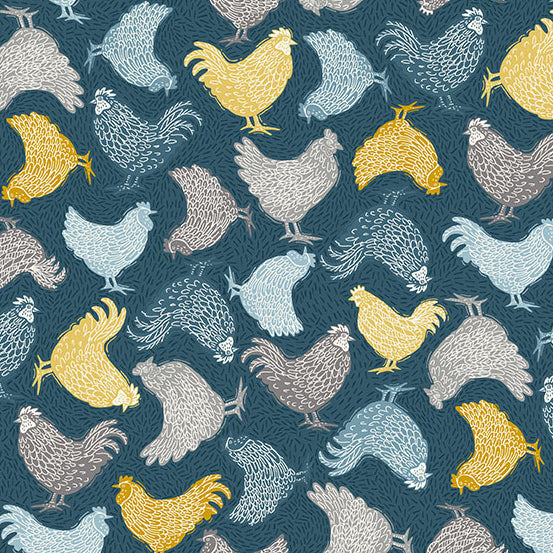Grove by Makower - Chickens in Blue