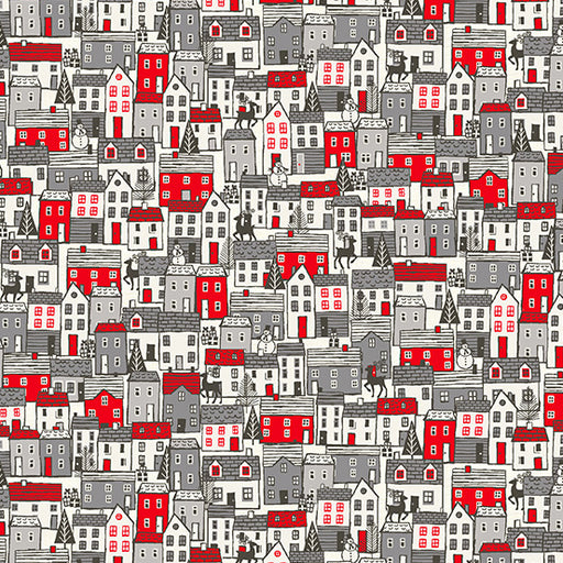 Makower Scandi 2020 Houses in Red