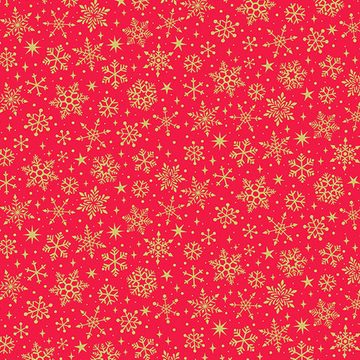 Makower Yuletide Metallic Snowflake on Red