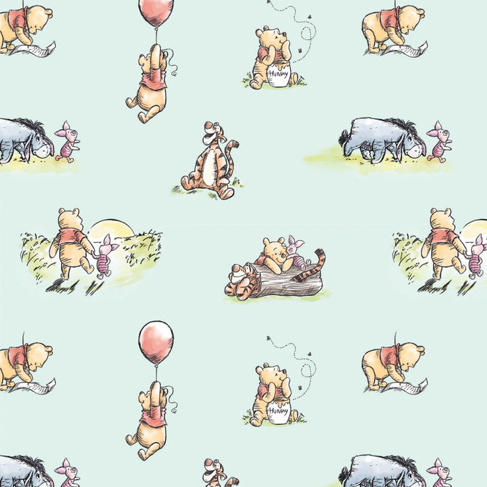 Camelot Fabrics - Winnie the Pooh - Storytime on Mint