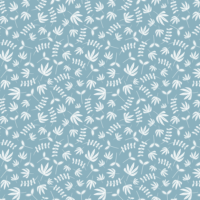 Karen Lewis Hand Stitched for Figo - Plants in Blue