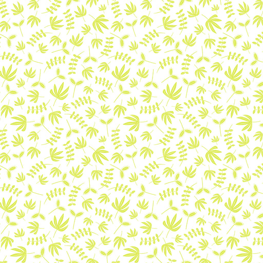 Karen Lewis Hand Stitched for Figo - Plants in Chartreuse