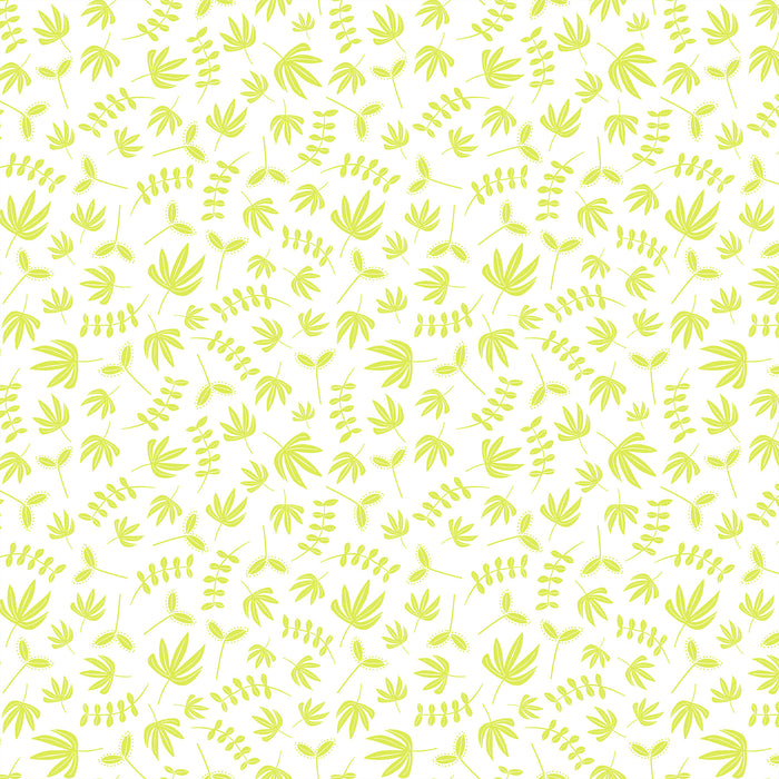 Karen Lewis Hand Stitched for Figo - Plants in Chartreuse
