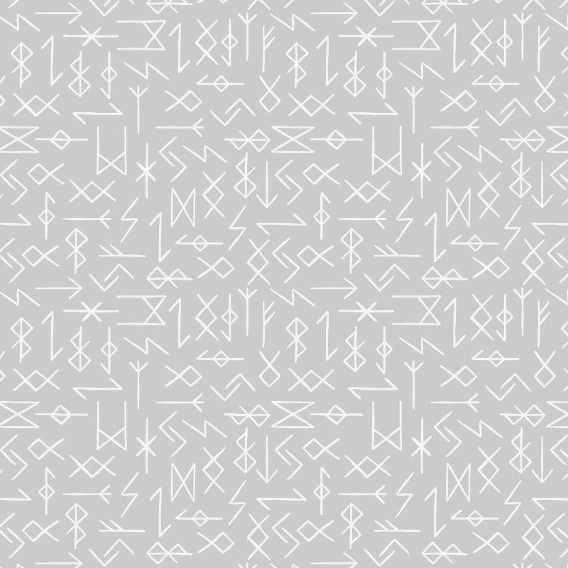 Lewis & Irene Viking Adventure - Runes in Grey — Fabric Spark