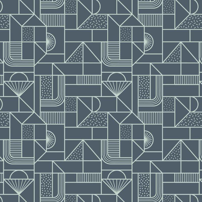 Lewis & Irene - All Over Geometric Soft Blue on Navy