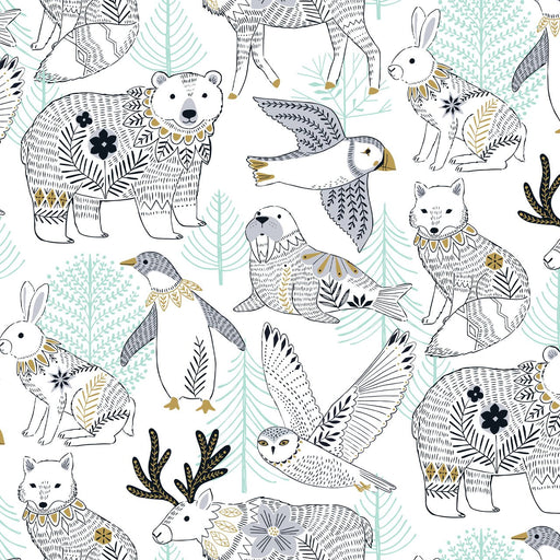 Arctic by Bethan Janine for Dashwood - Animals in White with Metallic Accent