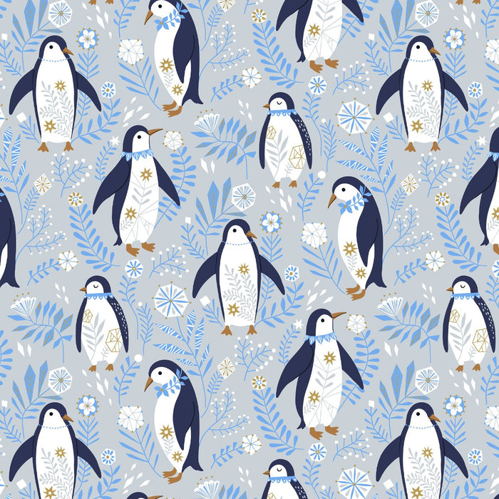 Arctic by Bethan Janine for Dashwood - Penguins in Grey with Metallic Accent