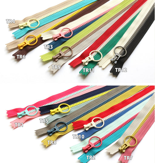 Tri-colour Circle Tab Zippers 20 cm from Japan