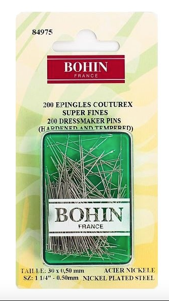 Bohin Super Fine Dressmaker Pins - 30mm x 0.5mm