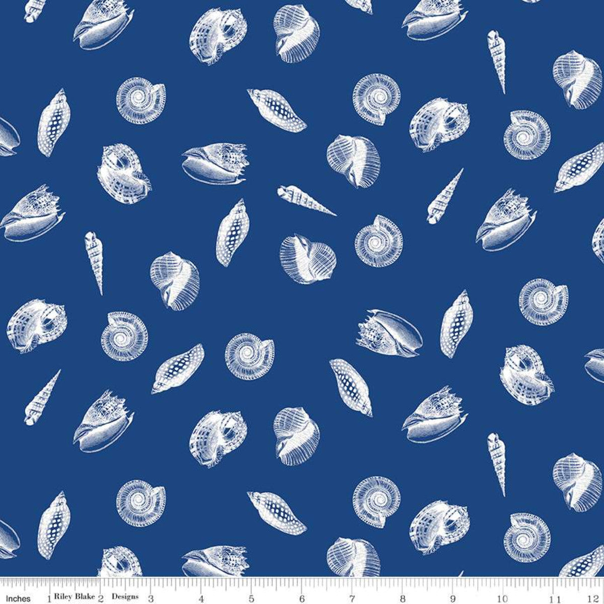 Nautical for Riley Blake - Nautical shells in blue — Fabric Spark