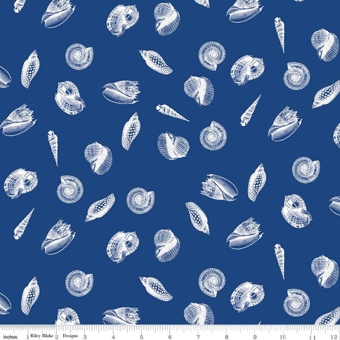 Nautical for Riley Blake - Nautical shells in blue