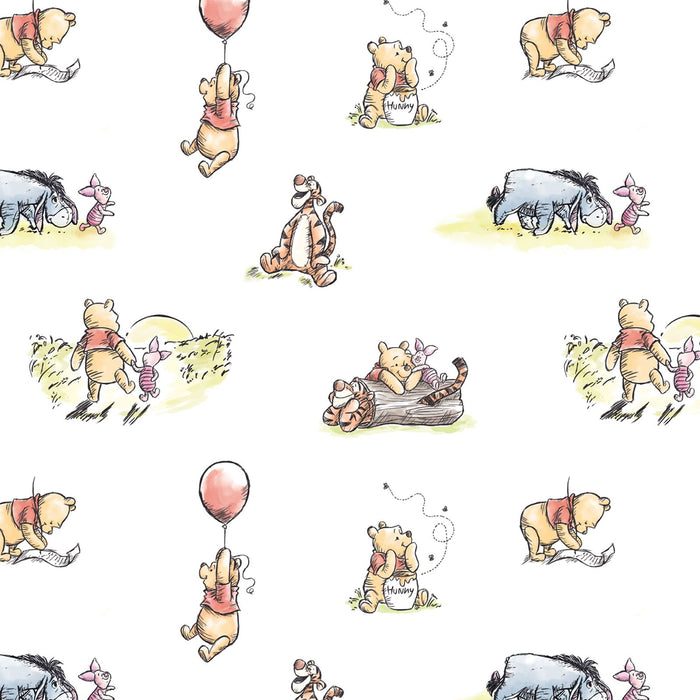 Camelot Fabrics - Winnie the Pooh - Storytime on White