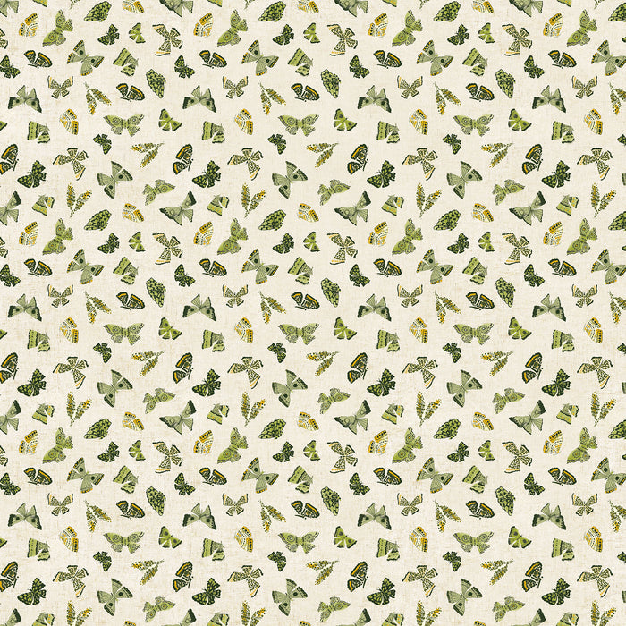 Wildflower cotton/linen - Butterflies in Green Multi