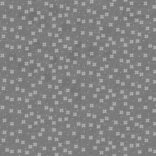 Figo Harmony Linen/Cotton blend - Crosses in Grey