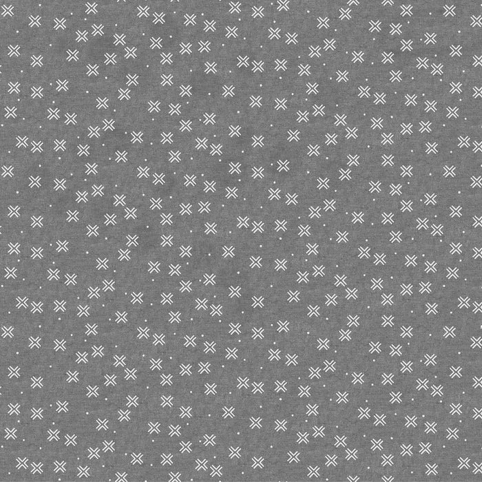Figo Harmony Linen/Cotton blend - Crosses in Grey