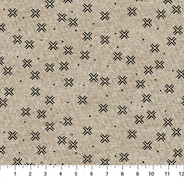 Figo Harmony Linen/Cotton blend - Crosses in Neutral