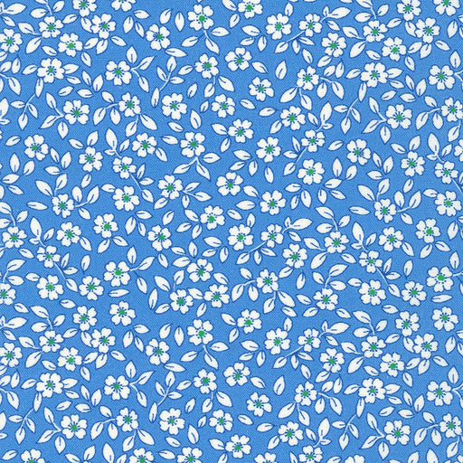 1930's Basics - Small Floral on Blue