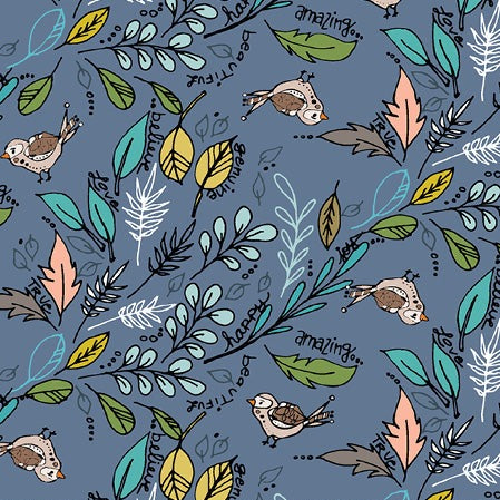 Jaye Bird by Kori Turner Goodhart - Flying Foliage in Blue