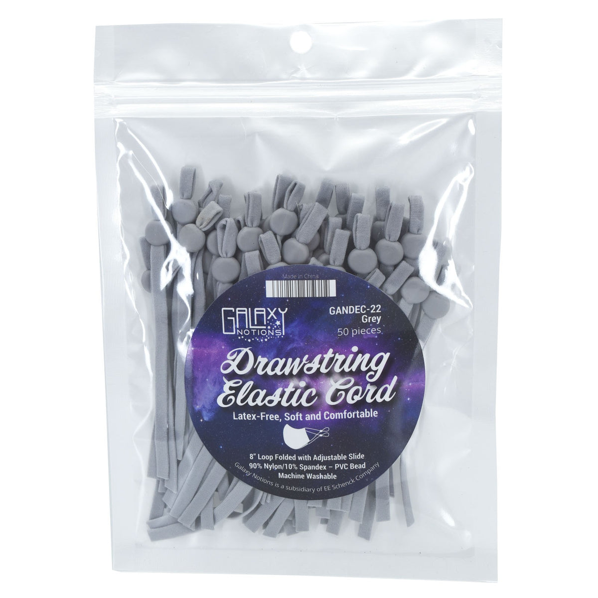 50 Pack Drawstring Mask Elastic 8 inch adjustable - Grey — Fabric Spark