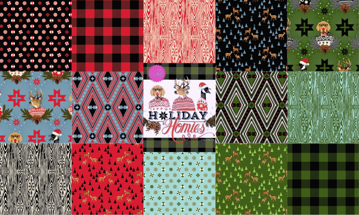 Tula Pink Holiday Homies - Check Yourself Pine