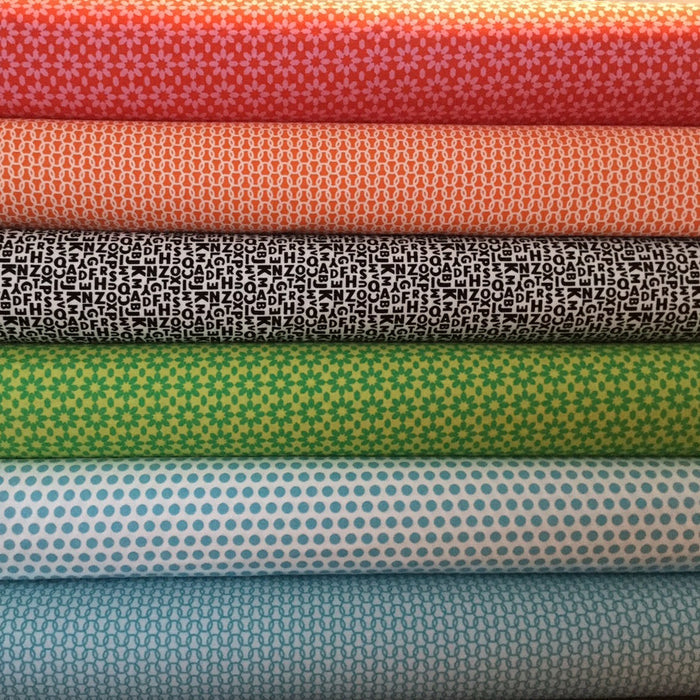 Uppercase Fabric by Janine Vangool White All Caps
