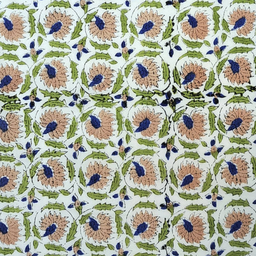 Block Printed Indian Cotton - Mocha Floral