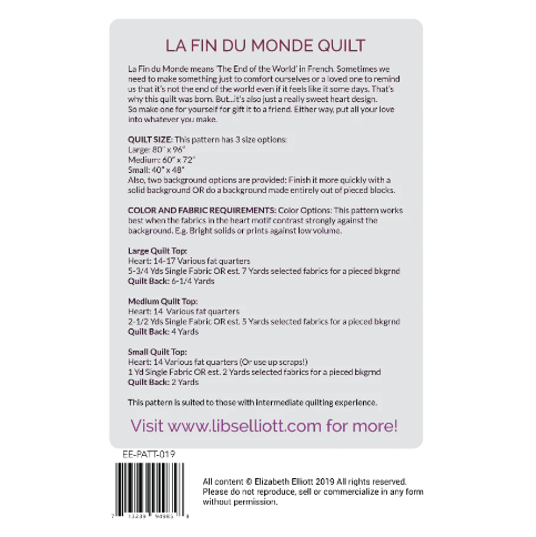 Libs Elliott Quilt Pattern - La Fin Du Monde