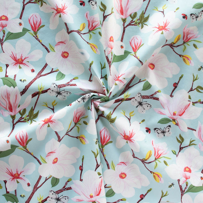 Birch Organic Cotton Poplin - Flowering Trees by Oana Befort - Magnolia