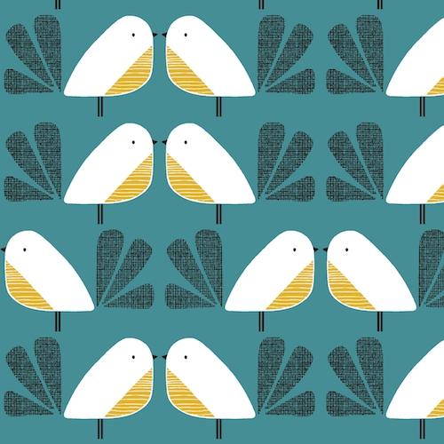 Dashwood Studios Nesting Birds LINEN/COTTON Blend - Blue Bird
