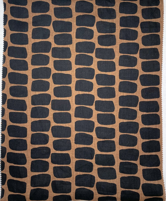 Perla Printed linen in Toffee/Black