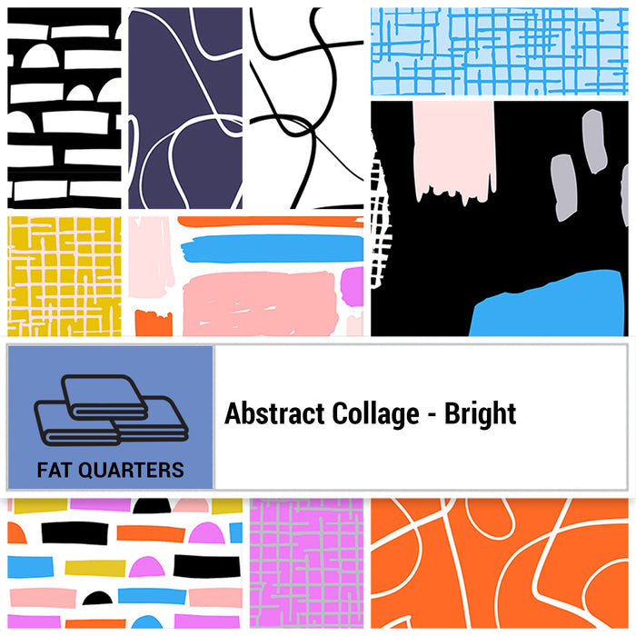 Designer Bundle - Abstract Collage "Bright" colourway by Ampersand Studio, Flat Fat Stack