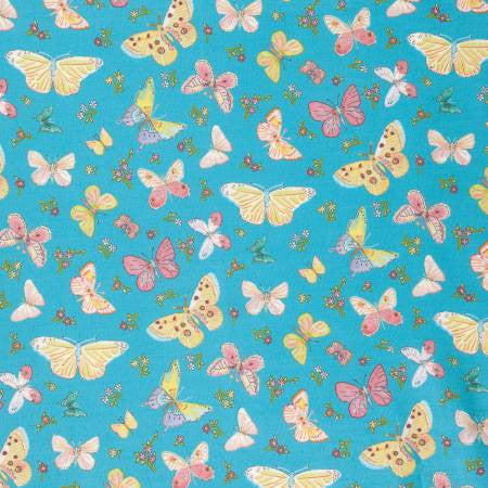Butterfly Garden Fabric Dena Designs - Butterfly Toss Turquoise