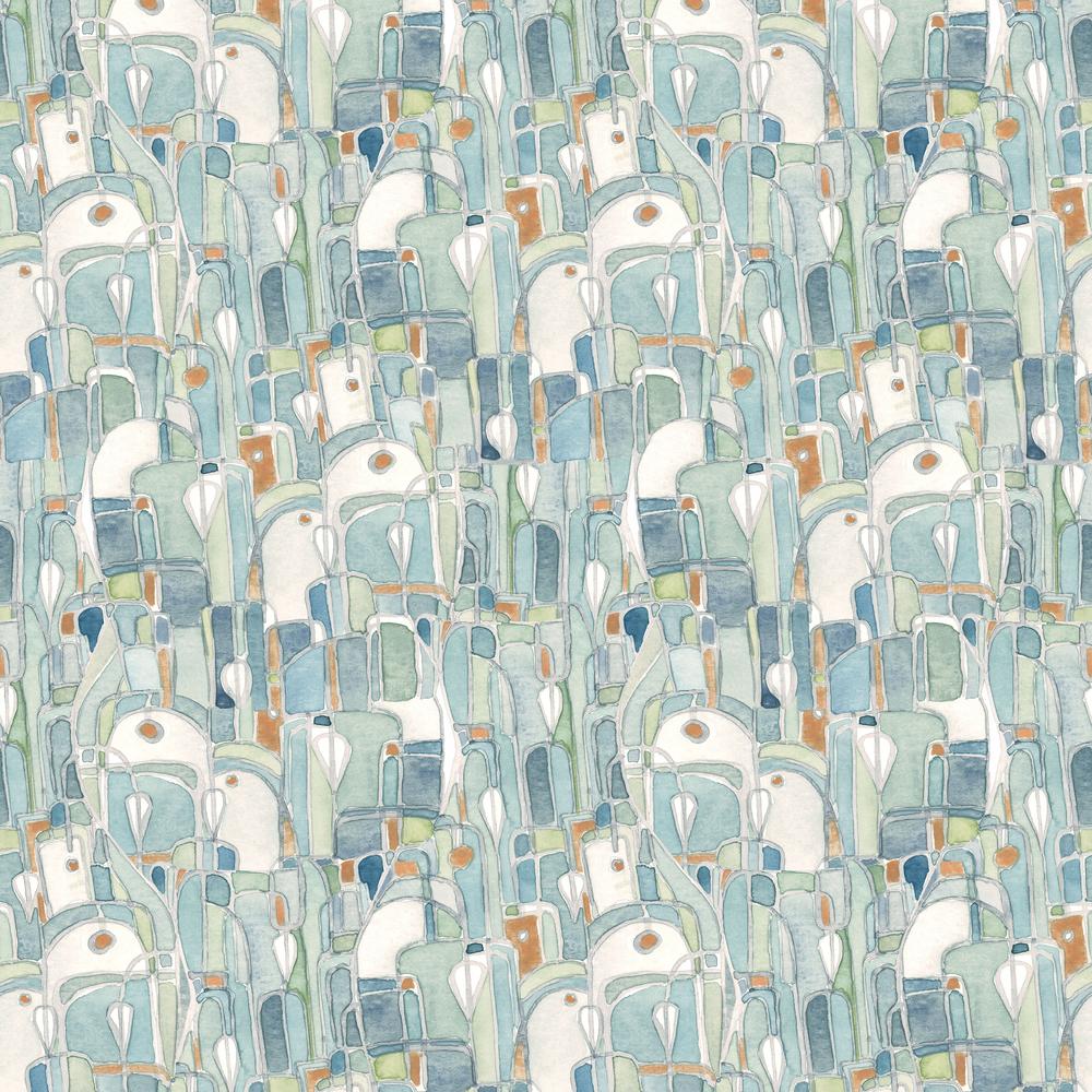 Shell Rummel Touchstones - Mosaic Geo in Turquoise — Fabric Spark