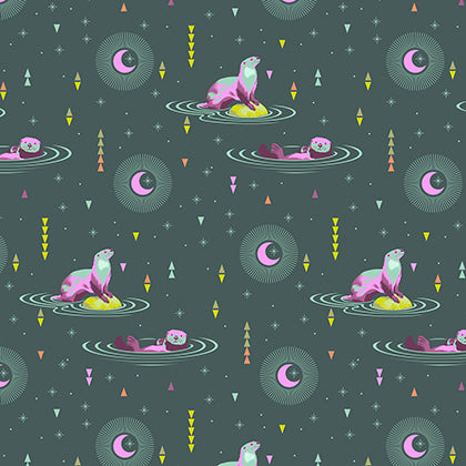Tula Pink Spirit Animal - Otter and Chill in Lunar Glow