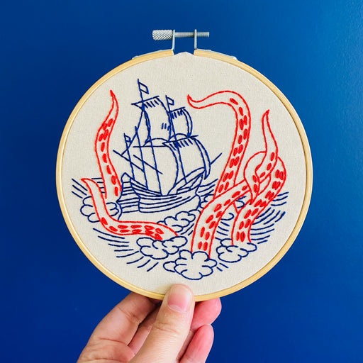 Hook Line & Tinker Embroidery Kit - Release The Kraken