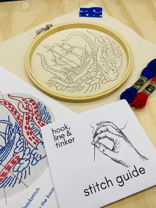 Hook Line & Tinker Embroidery Kit - Release The Kraken
