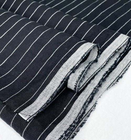 Savannah Yarn Dyed Striped Linen - Black