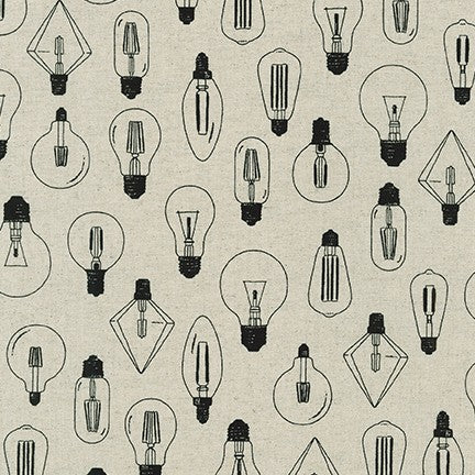 Robert Kaufman Cotton/Flax Prints - Lightbulbs in Natural