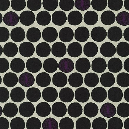 Robert Kaufman Cotton/Flax Prints - Walnut Dots in Black and Natural