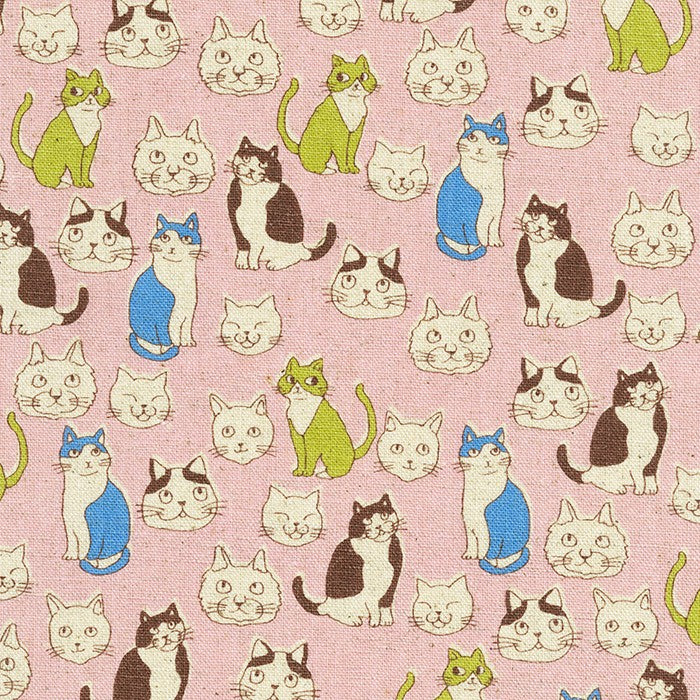 Robert Kaufman Cotton/Flax Prints - Kitties in Pink