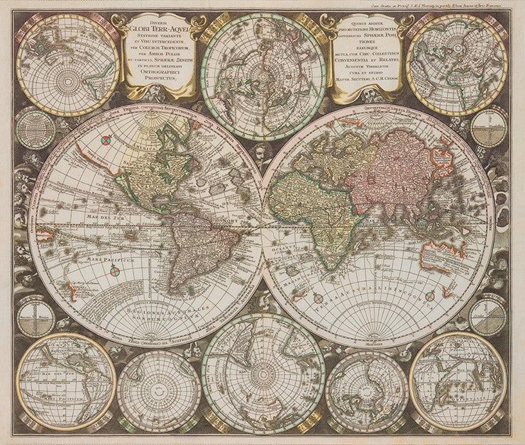 Vintage Blueprints - World Map in Parchment Panel
